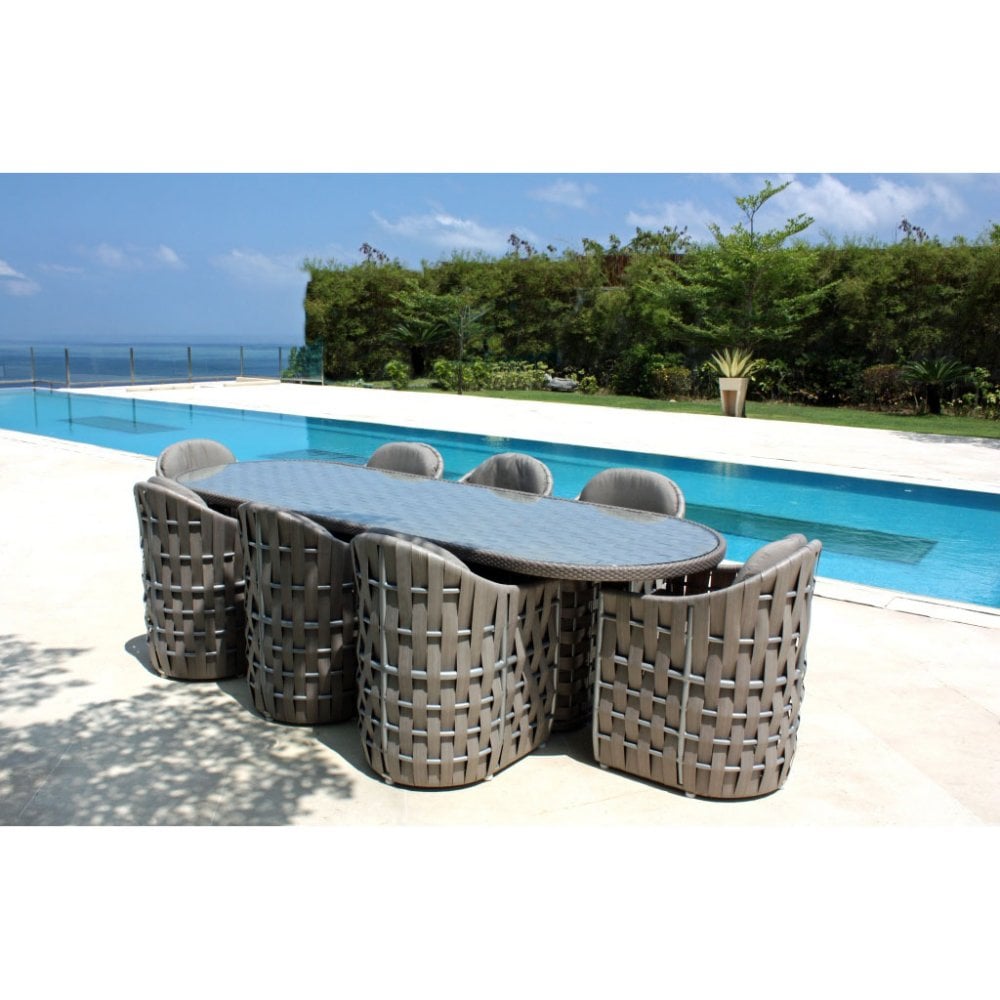 Strips Oval 8 Seat Dining Table