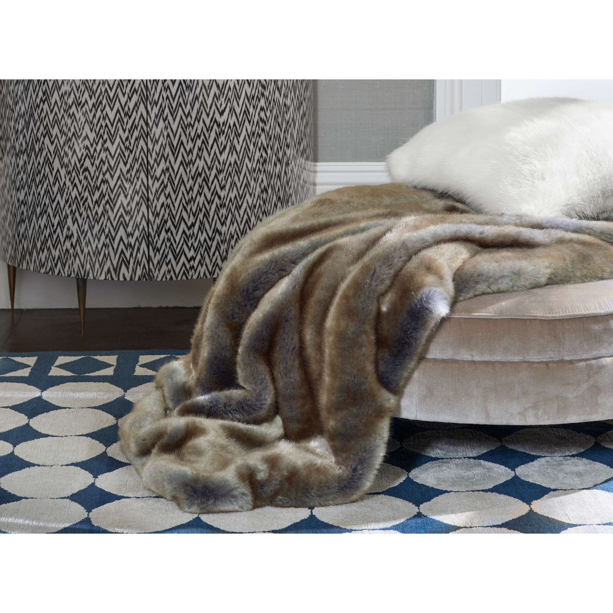 Blue Fox Faux Fur Throw