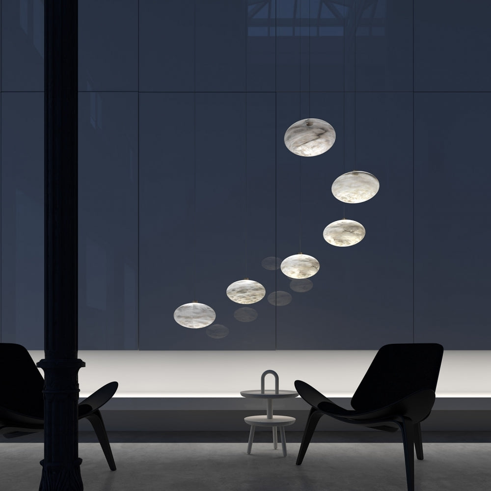 Saucer Alabaster Cluster Light