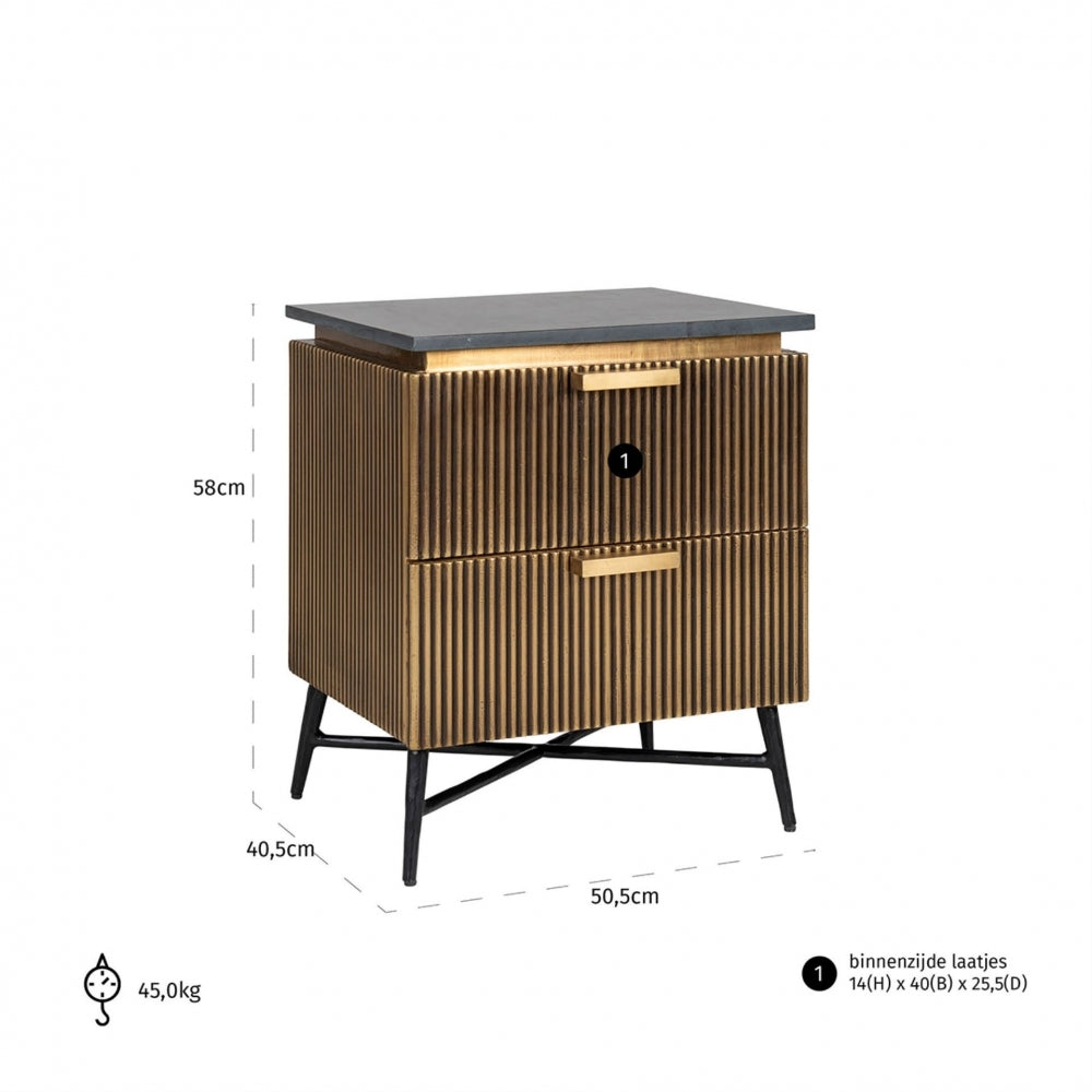 Ironville 2 Drawer Bedside Cabinet