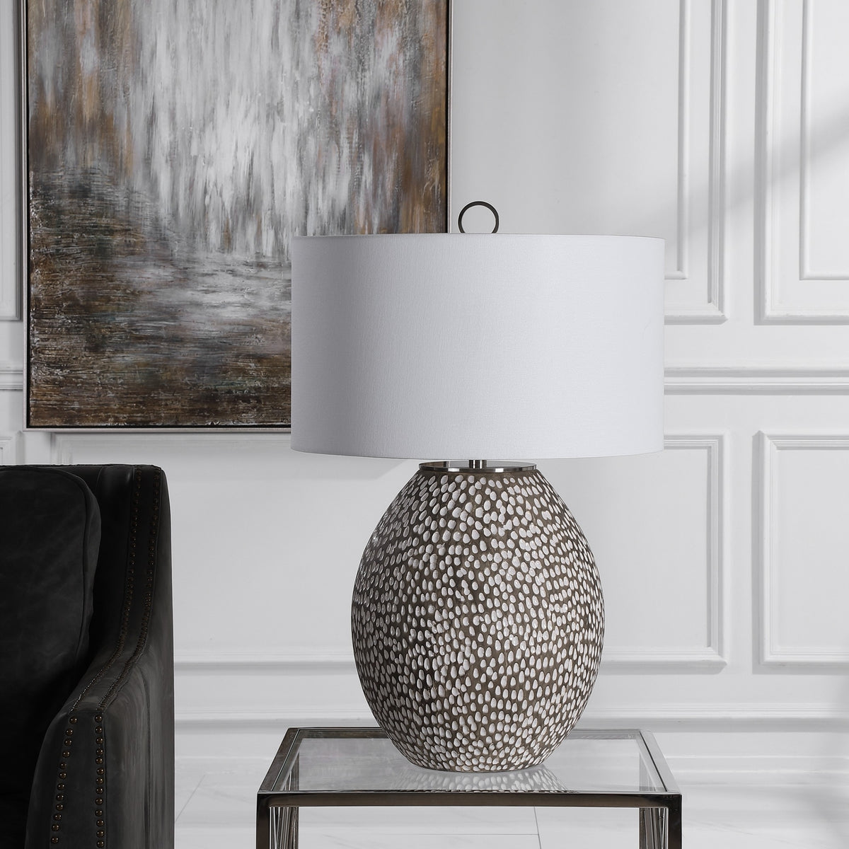 Cyprien Grey White Table Lamp