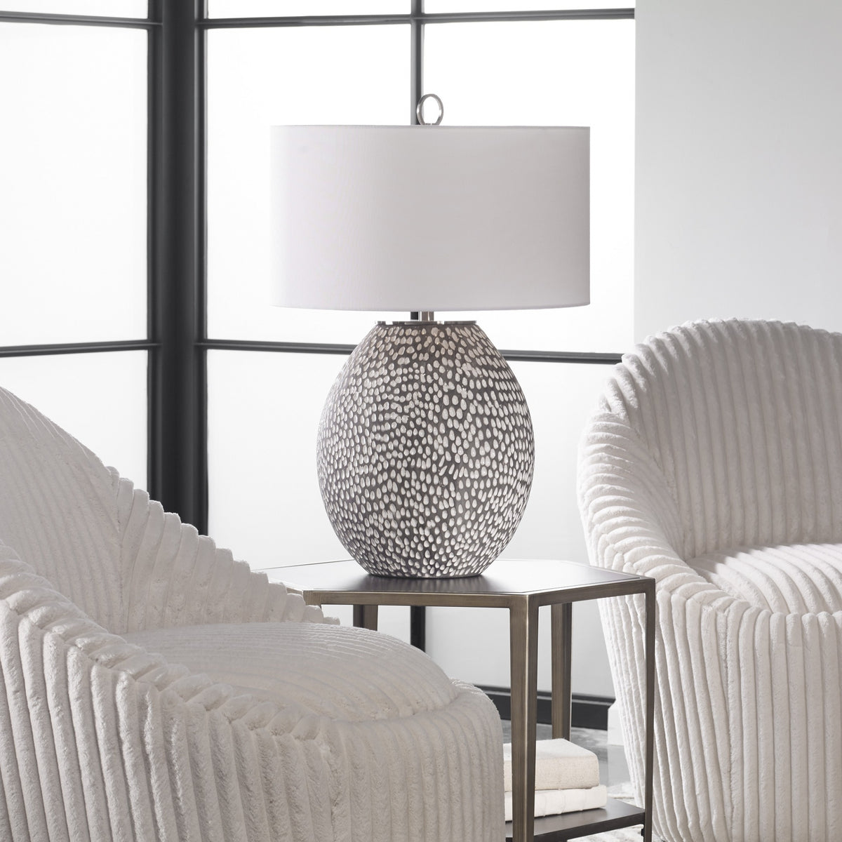 Cyprien Grey White Table Lamp