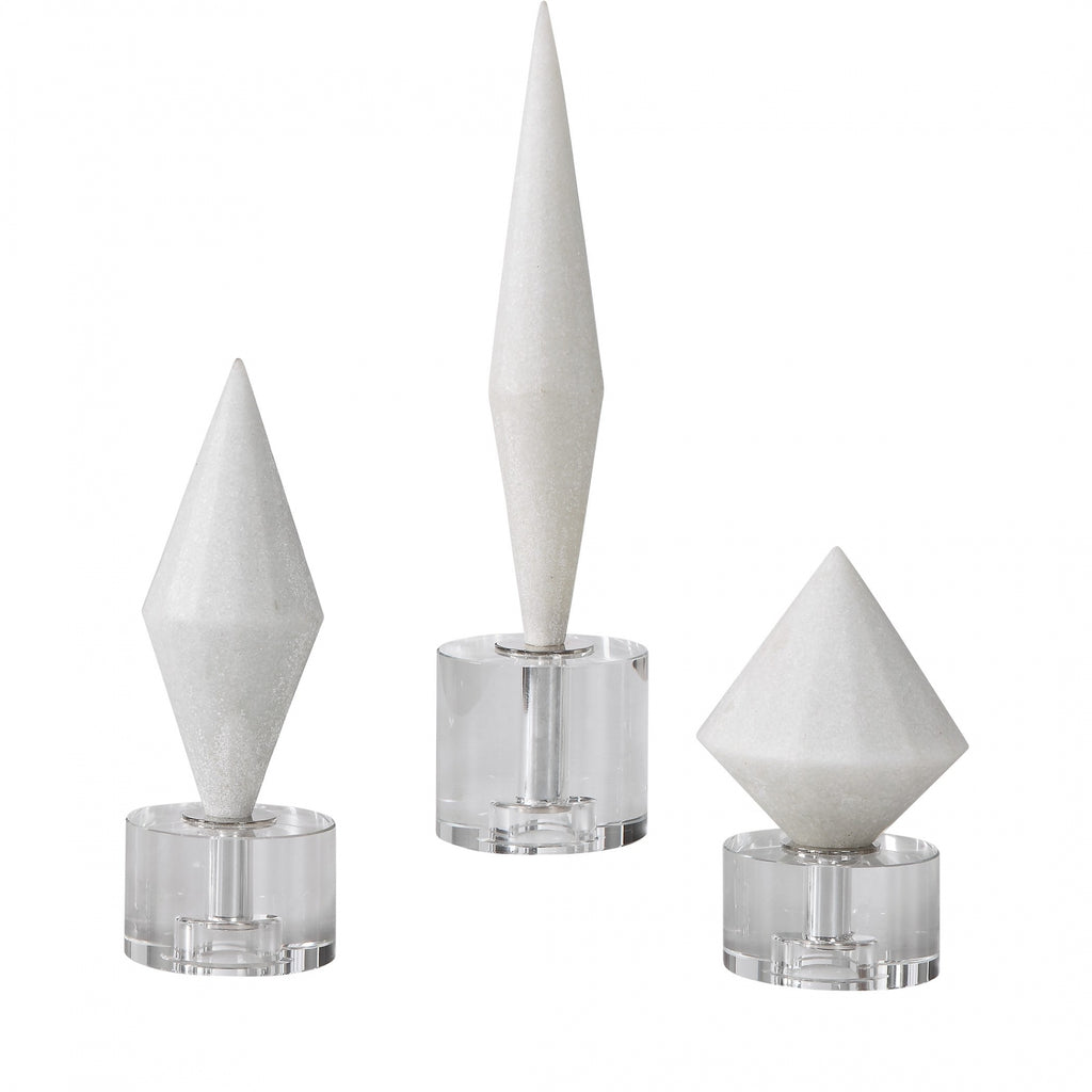 Alize White Stone Sculptures Set Of 3