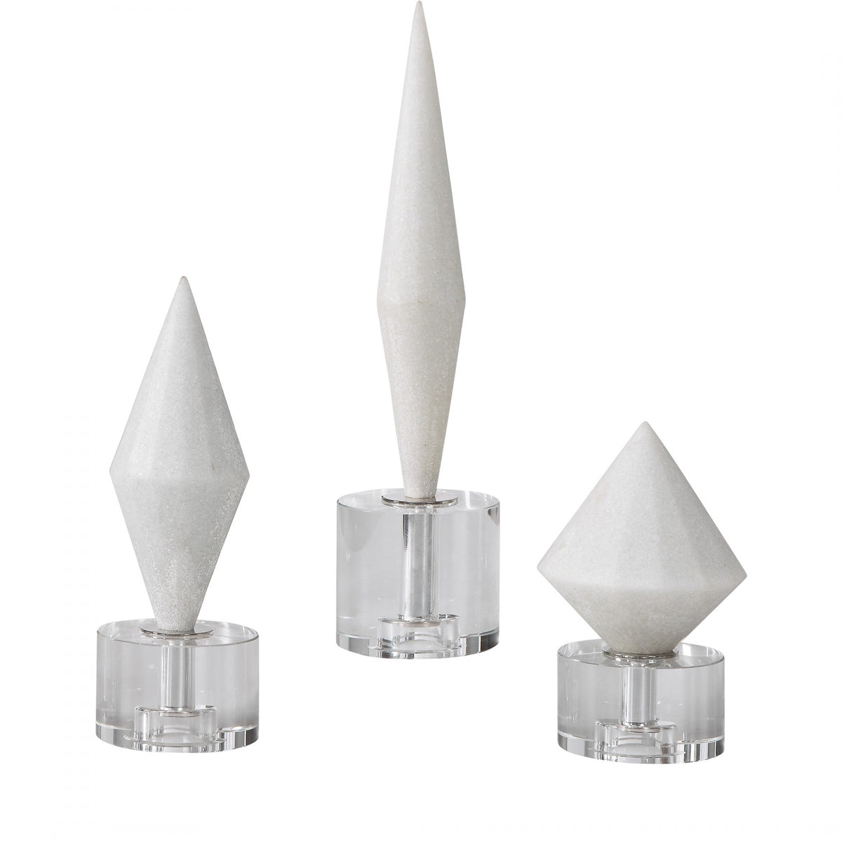 Alize White Stone Sculptures Set Of 3