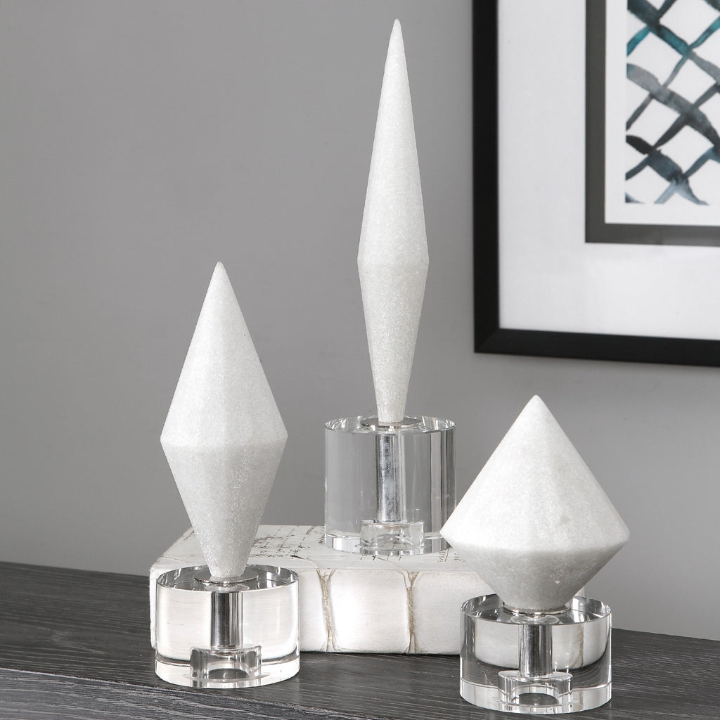 Alize White Stone Sculptures Set Of 3