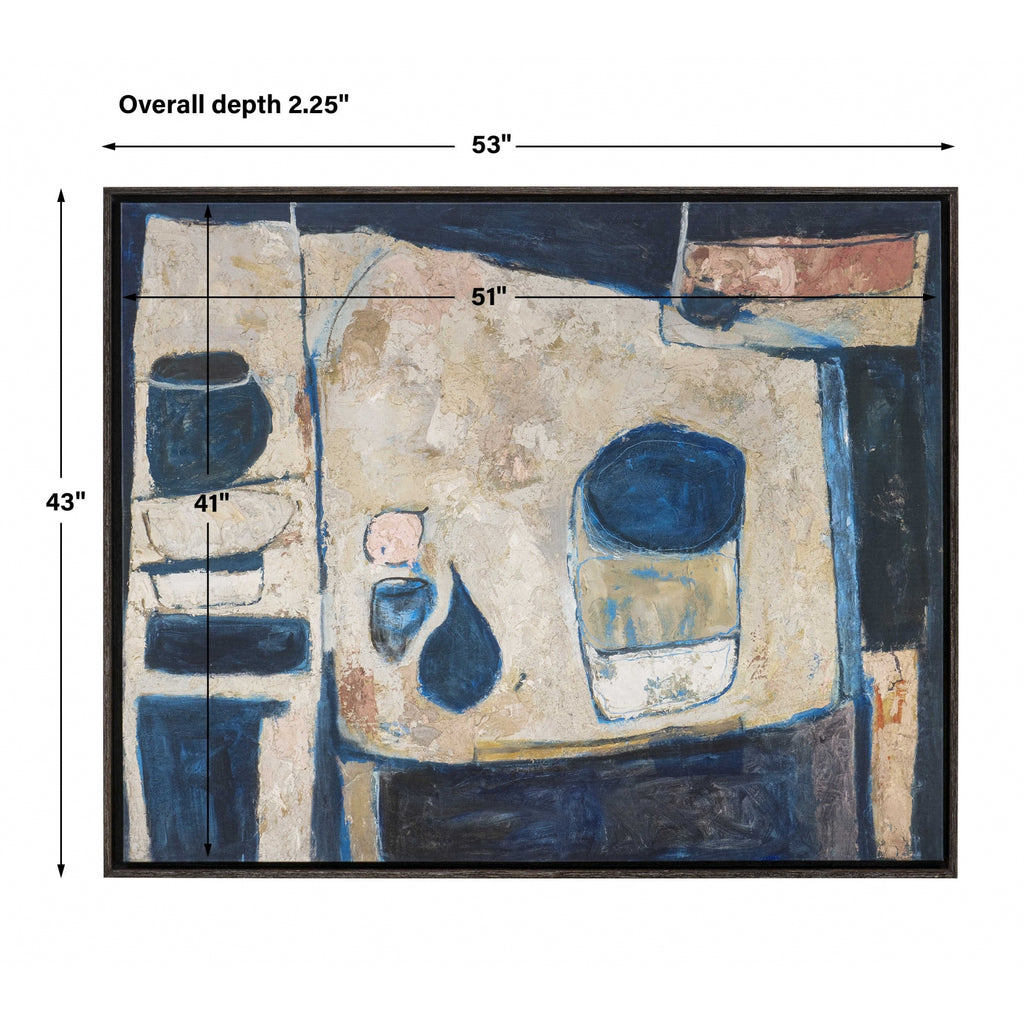 Blue Tableau Framed Canvas