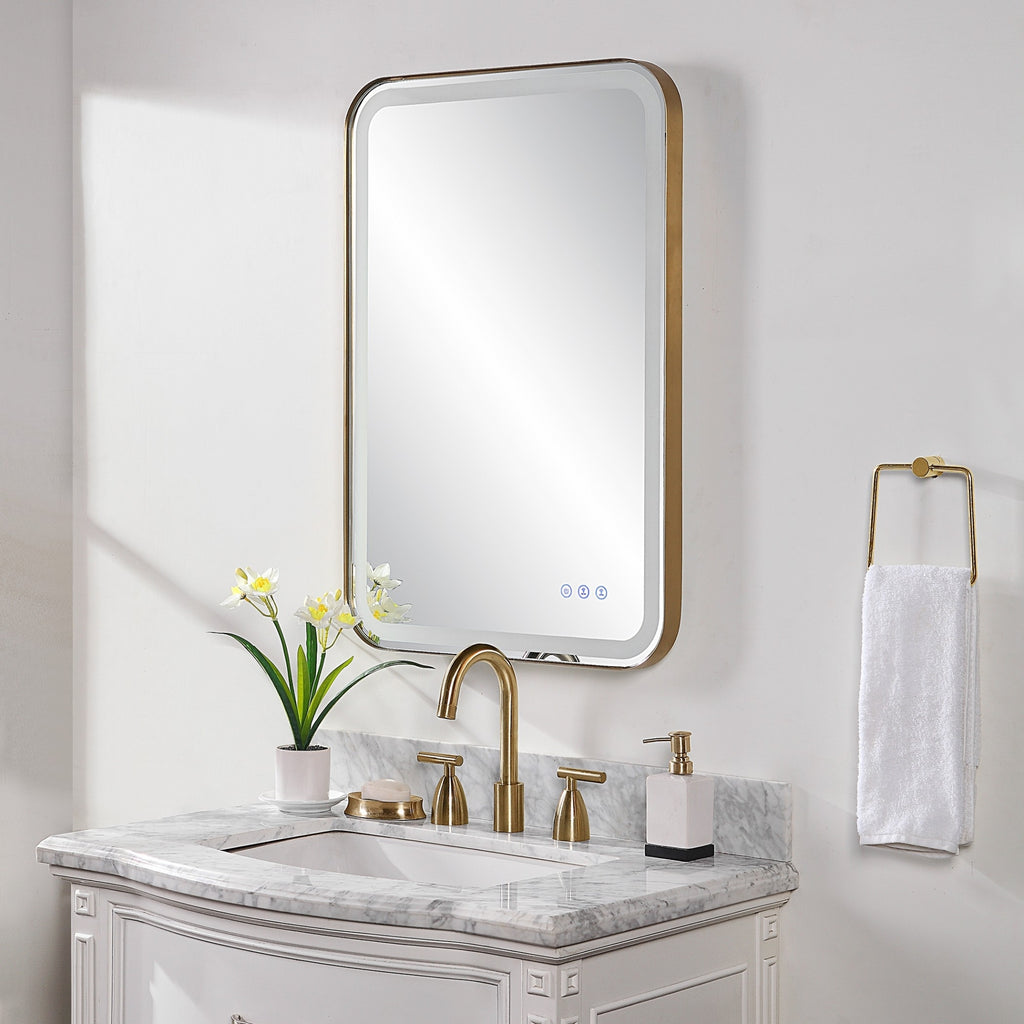 Crofton Lit Brass Vanity Mirror