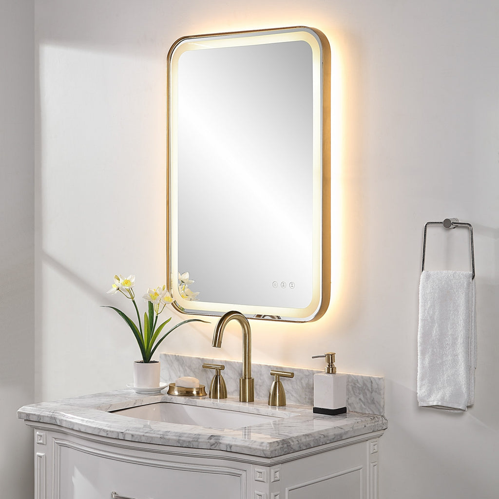 Crofton Lit Brass Vanity Mirror