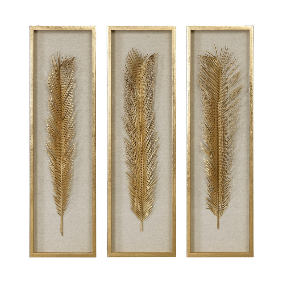 Palma Gold Leaf Shadow Box Set Of 3