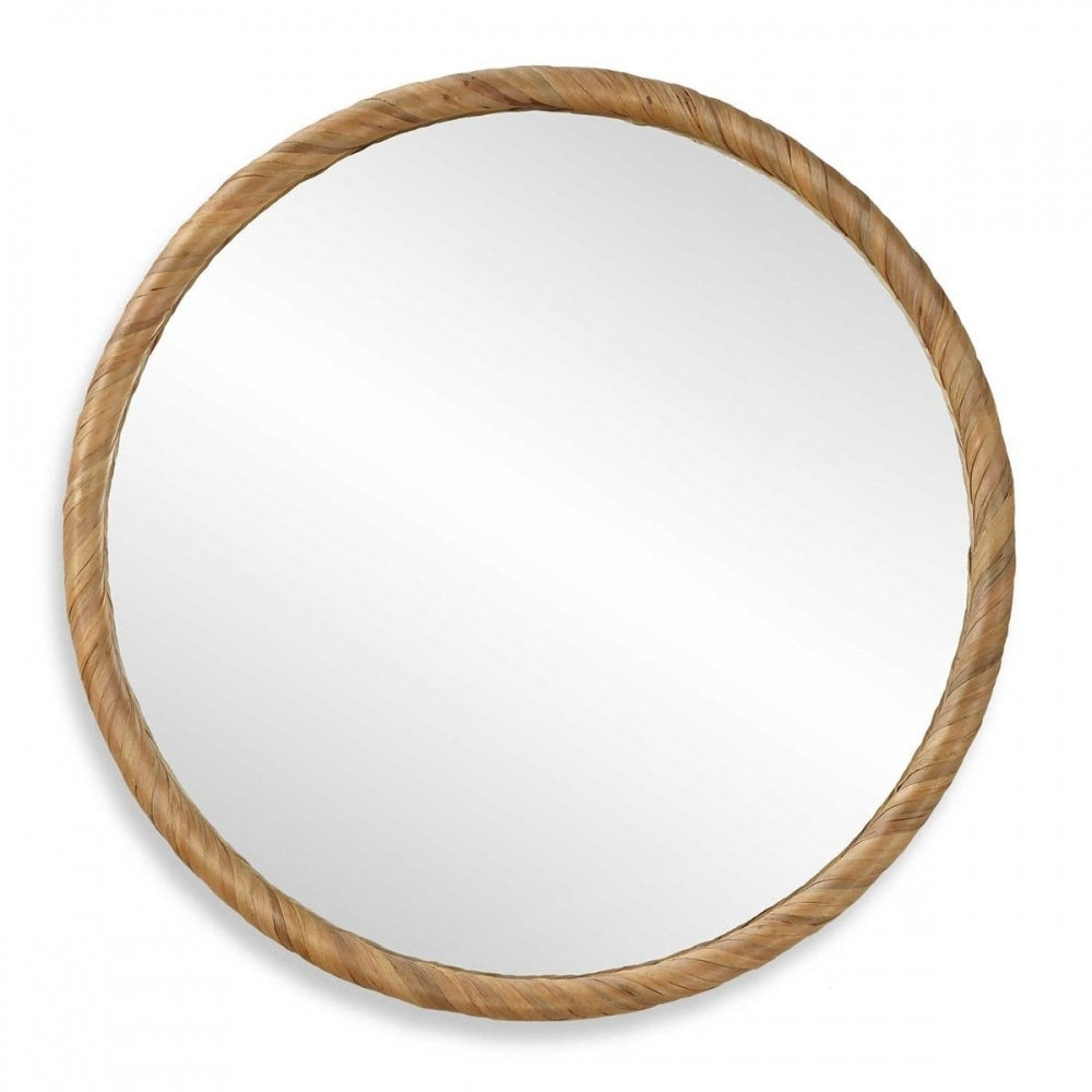 Round Seagrass Mirror