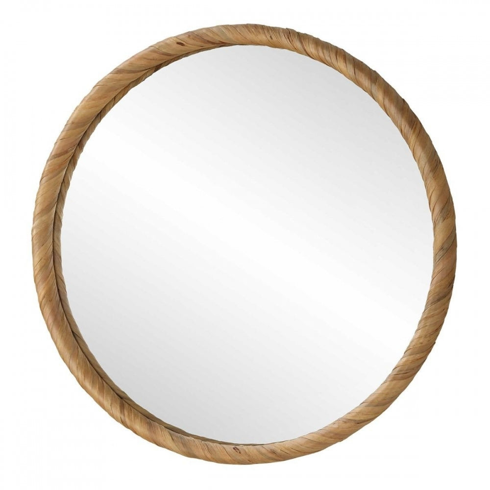 Round Seagrass Mirror