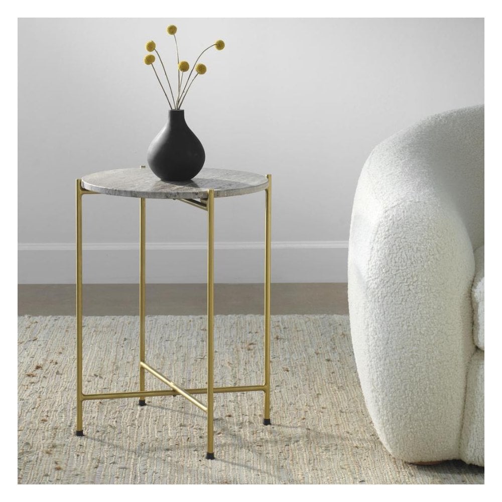 Travertine Top Side Table