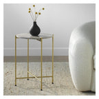 Travertine Top Side Table