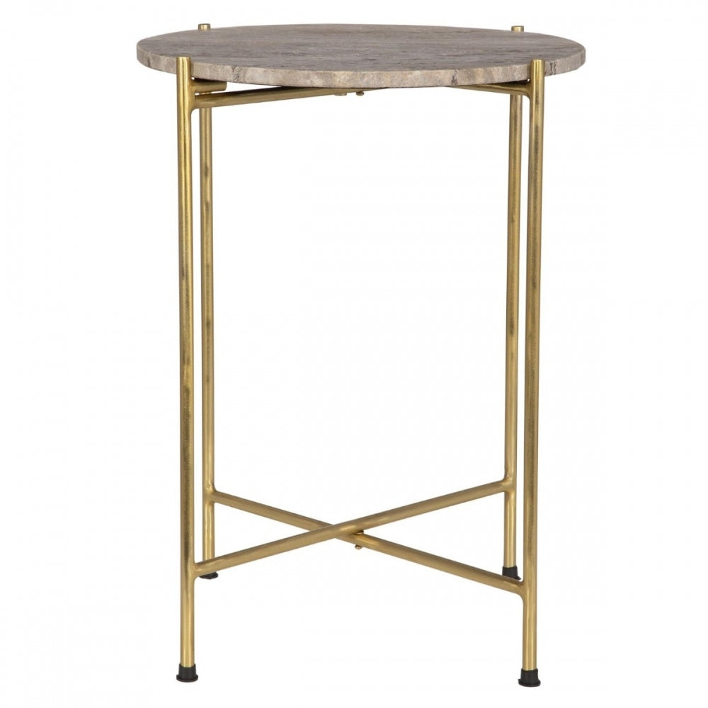 Travertine Top Side Table