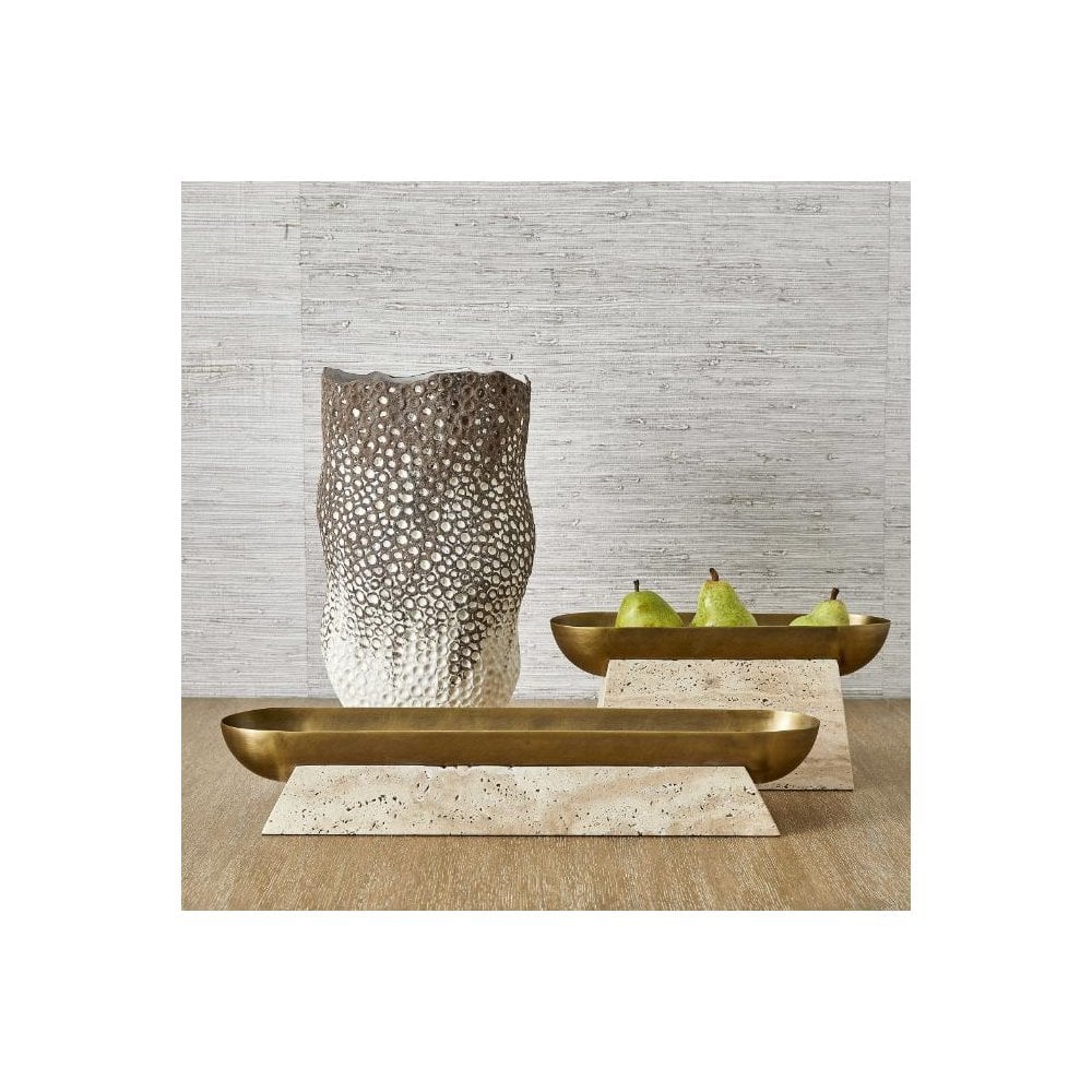 Raised Consciousness Travertine & Brass Bowl - Tall