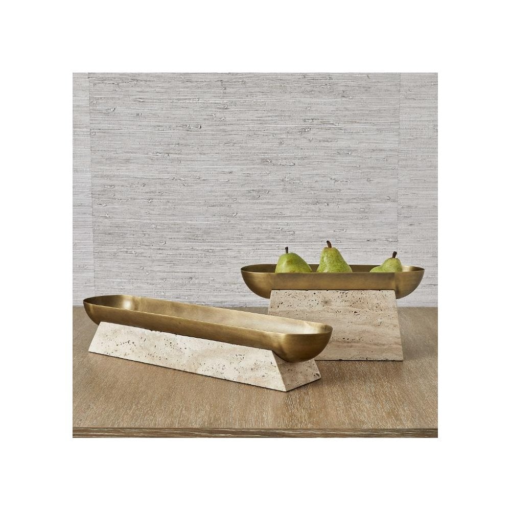 Raised Consciousness Travertine & Brass Bowl - Tall
