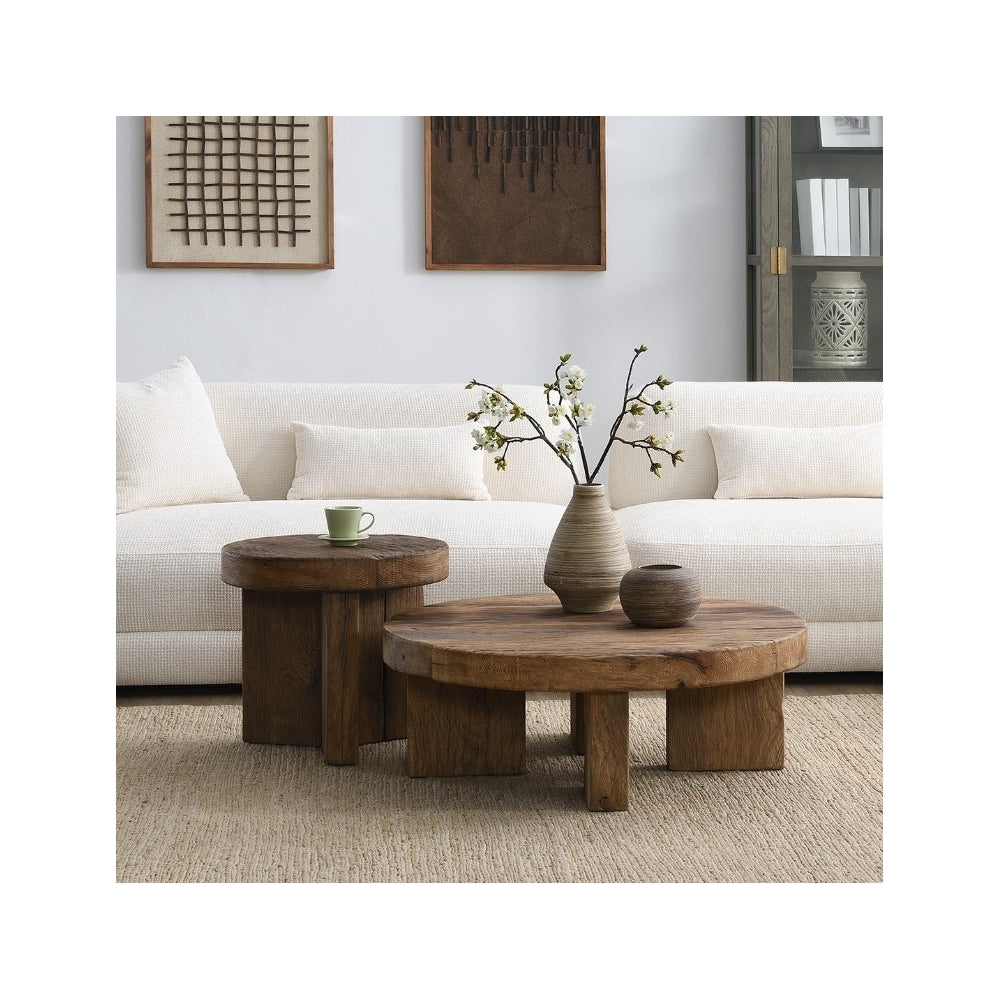 Reclaimed Oak Round Side Table
