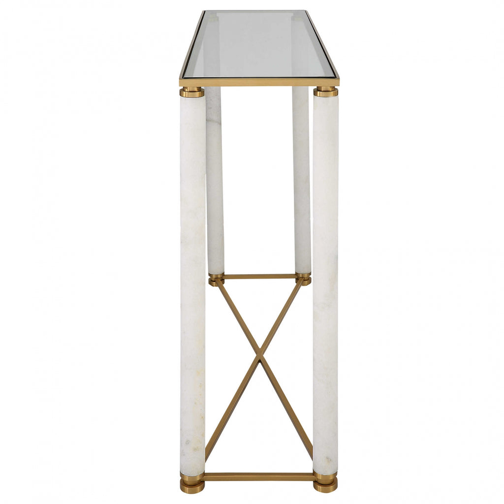 White Pillar Console Table