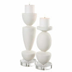Lido White Stone Candleholders - Set of 2