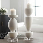 Lido White Stone Candleholders - Set of 2
