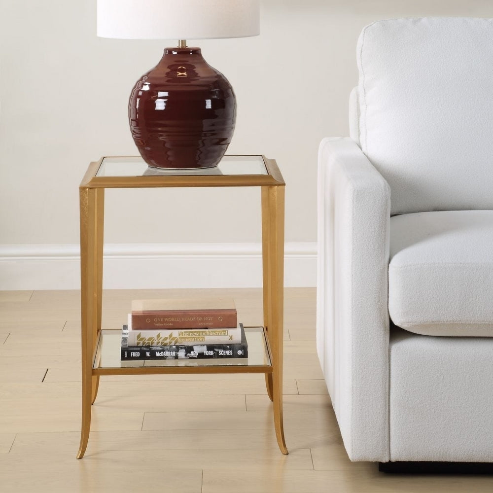 Austen Square Gold Leaf Side Table